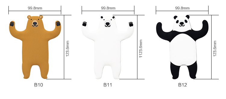 軟膠動物掛鉤，無痕粘貼